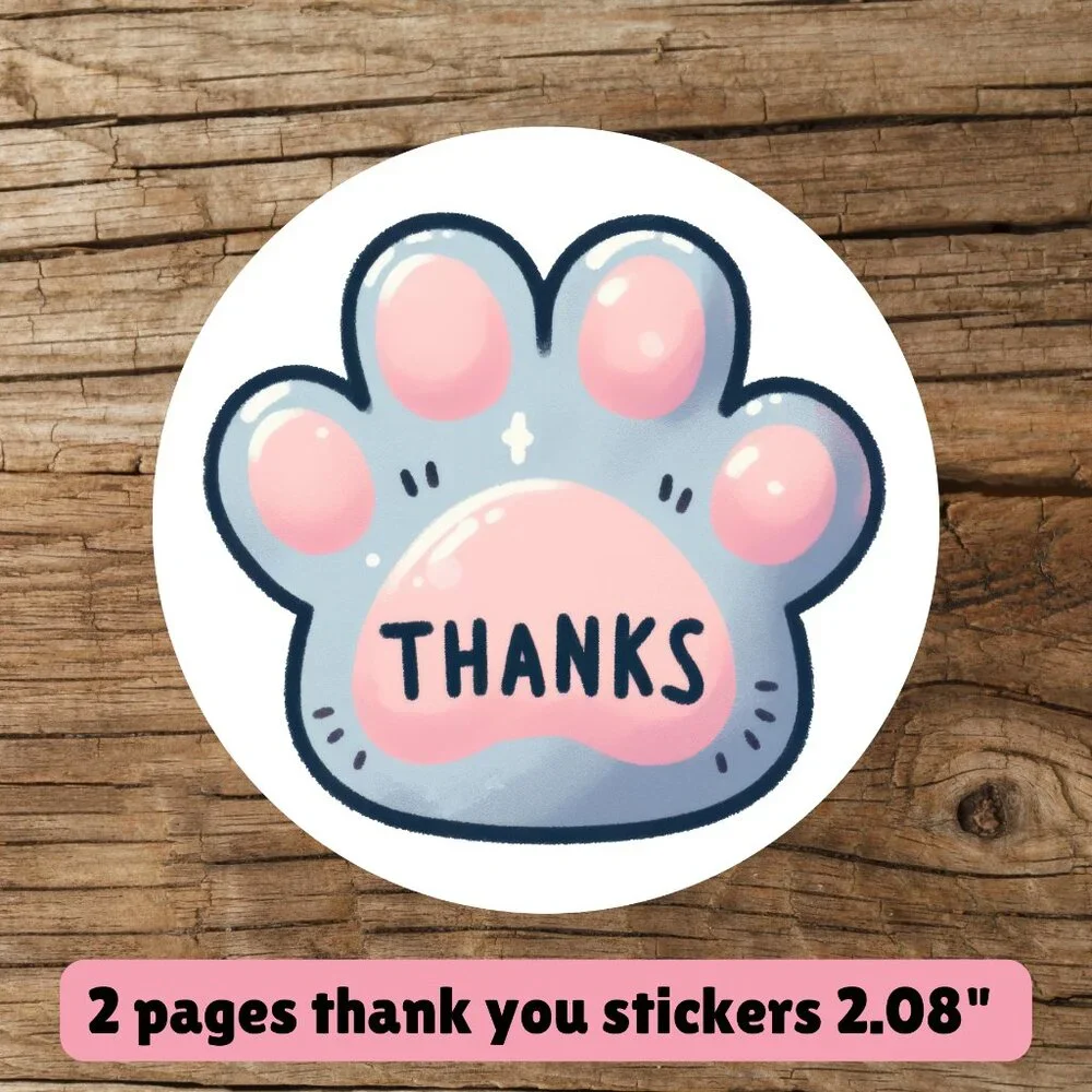 2 pages thank you stickers size 2.08”